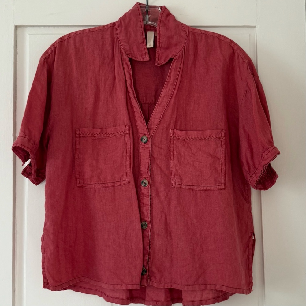 Pilcro Red Button-Up Blouse